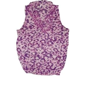 Rue21 Purple Leopard Print Women's Top Size L 100% Poly
